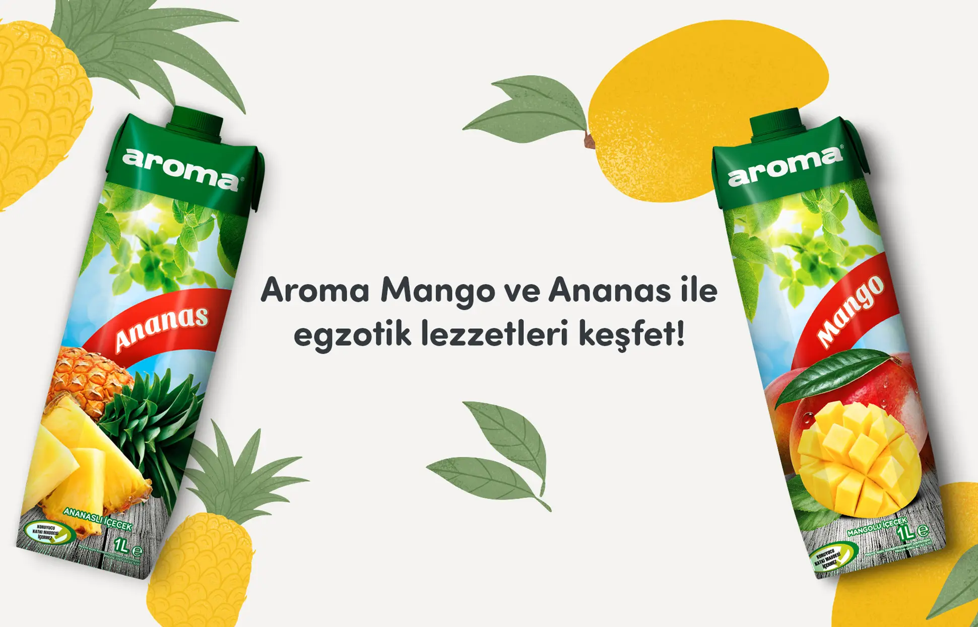 aroma mango ve ananas meyve suyu 1lt